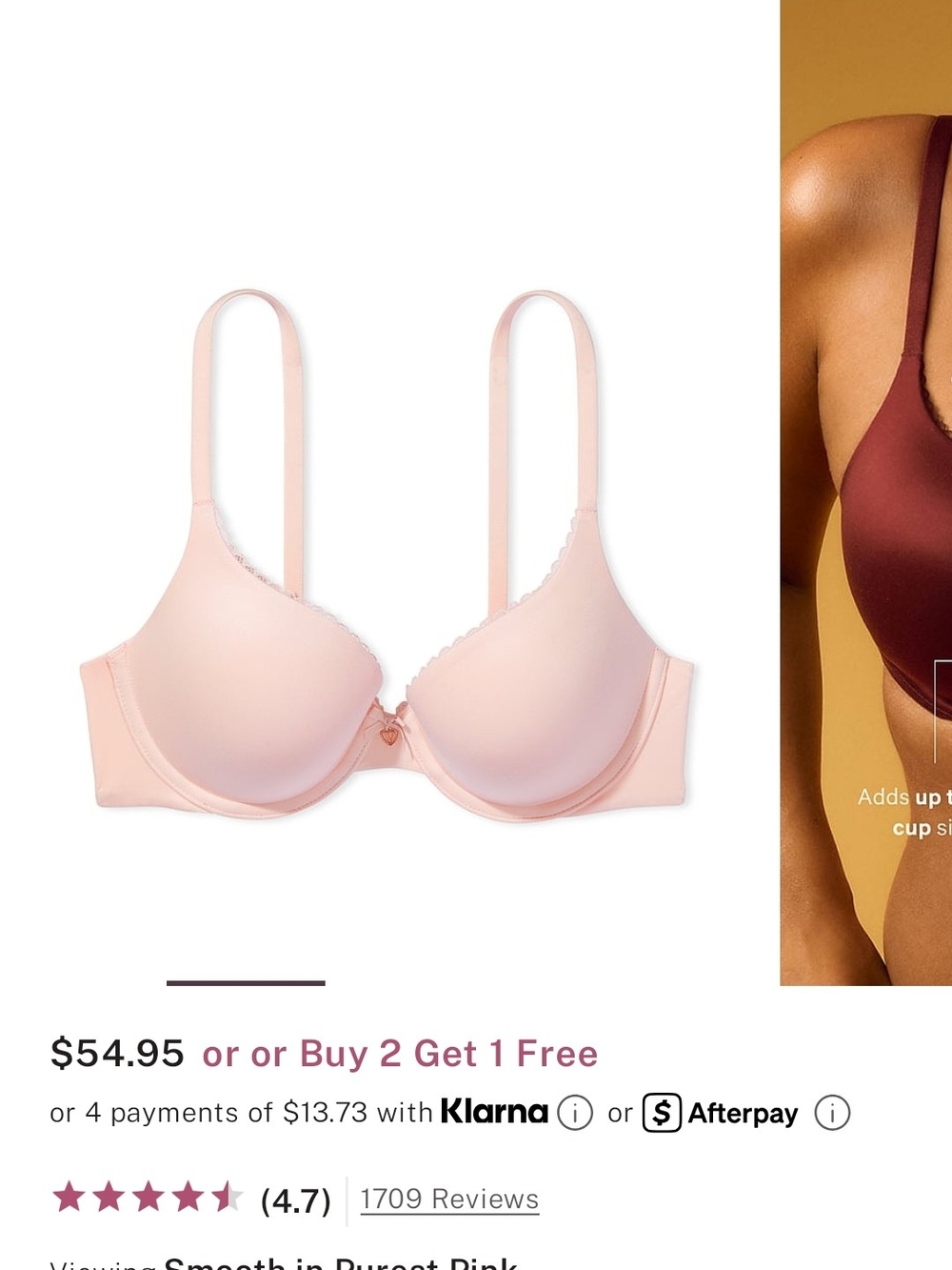 34B Smooth Underwire Bra in Dusty Pink